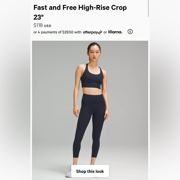 LULULEMON sz 6 black “fast and free”, high-rise 23 inch inseam leggings - Picture 2 of 7